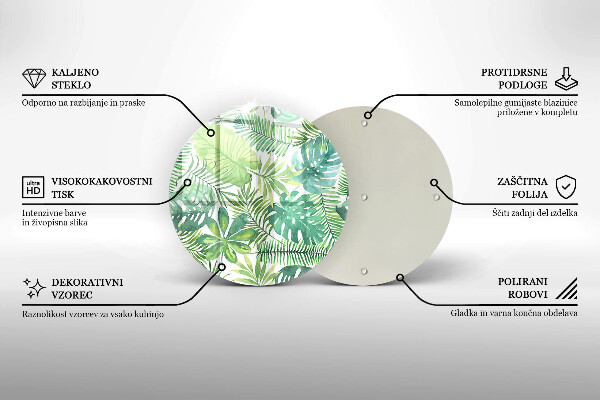 Tagliere in vetro Foglie boho dell'acquerello