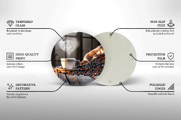 Tagliere in vetro Tazza e cuore di caffè