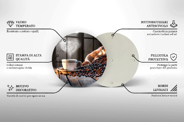 Tagliere in vetro Tazza e cuore di caffè