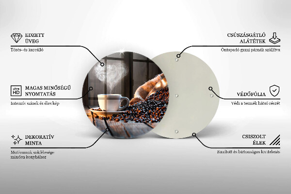 Tagliere in vetro Tazza e cuore di caffè