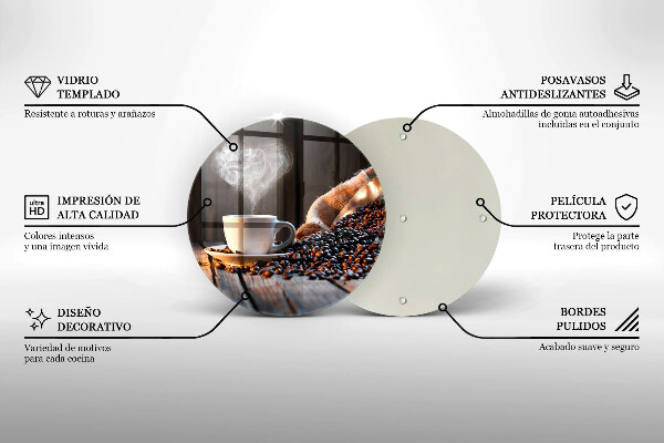 Tagliere in vetro Tazza e cuore di caffè