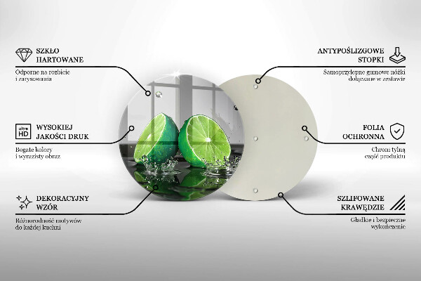 Tagliere in vetro Lime succosi e acqua