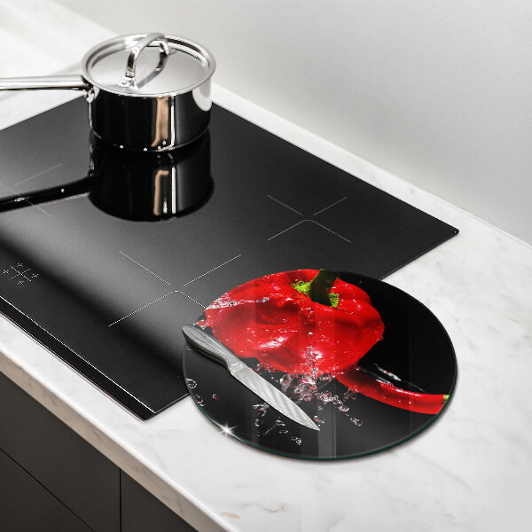 Tagliere in vetro Peperoni rossi in acqua