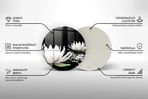 Tagliere in vetro Gigli bianchi sull'acqua