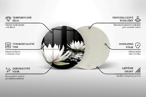 Tagliere in vetro Gigli bianchi sull'acqua