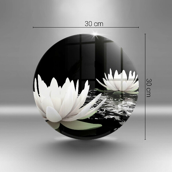 Tagliere in vetro Gigli bianchi sull'acqua