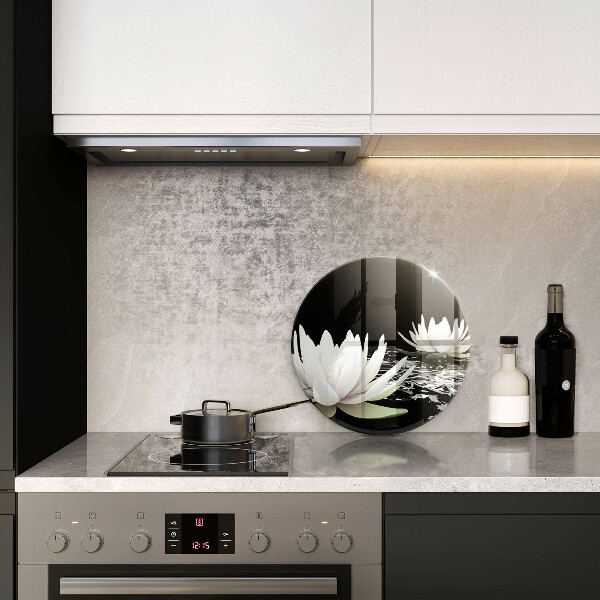 Tagliere in vetro Gigli bianchi sull'acqua