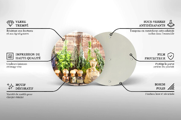 Tagliere in vetro Erbe spezie e legno