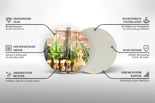 Tagliere in vetro Erbe spezie e legno