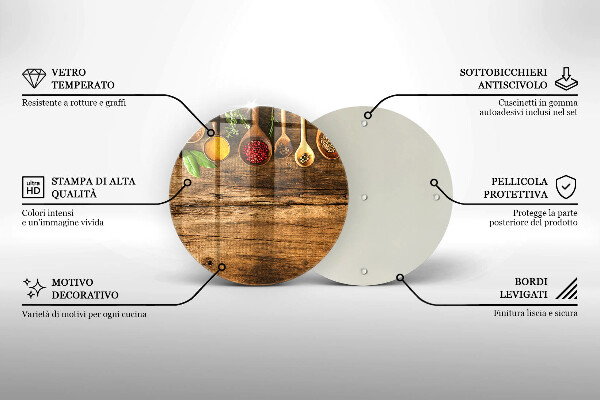 Tagliere in vetro Cucchiai di spezie in legno