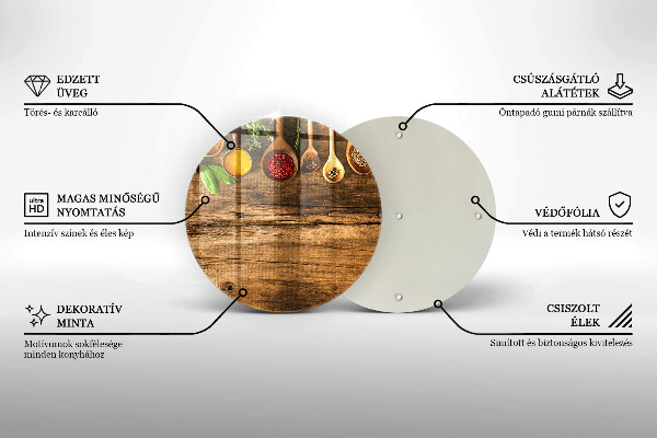 Tagliere in vetro Cucchiai di spezie in legno