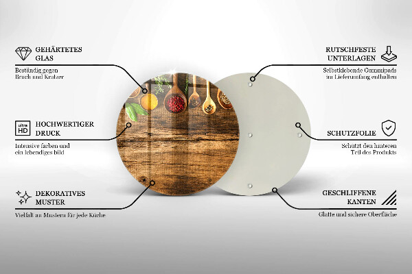 Tagliere in vetro Cucchiai di spezie in legno