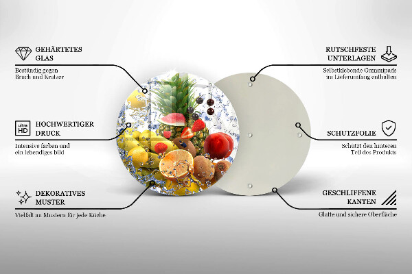 Tagliere in vetro Frutta succosa e acqua