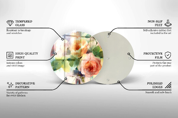 Tagliere in vetro Fiori dipinti
