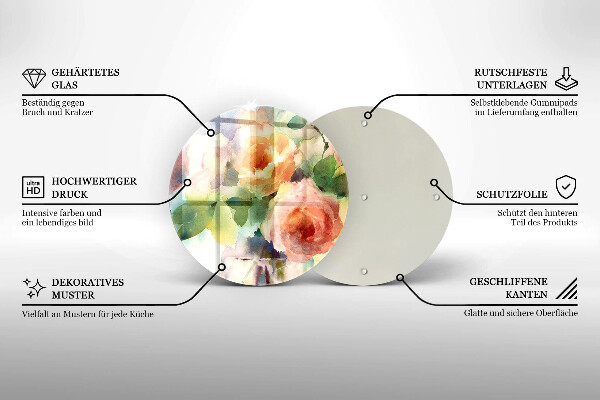 Tagliere in vetro Fiori dipinti