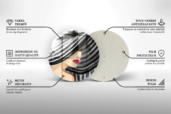 Tagliere in vetro Donna con un cappello