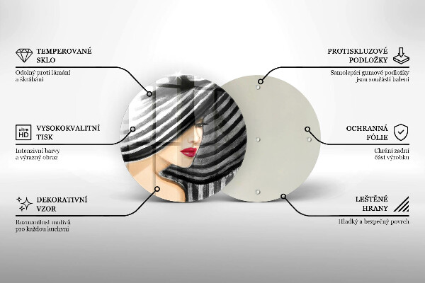 Tagliere in vetro Donna con un cappello