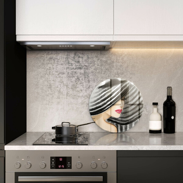 Tagliere in vetro Donna con un cappello