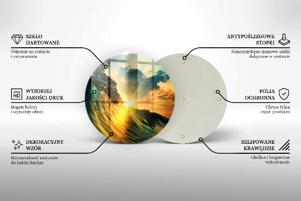 Tagliere in vetro Onda e tramonto