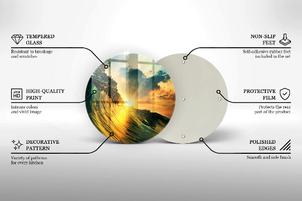 Tagliere in vetro Onda e tramonto