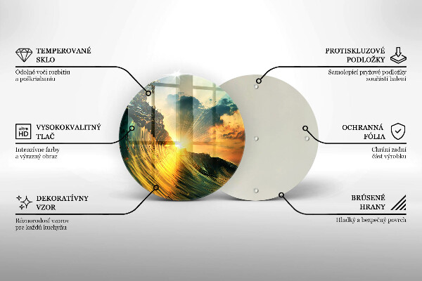 Tagliere in vetro Onda e tramonto