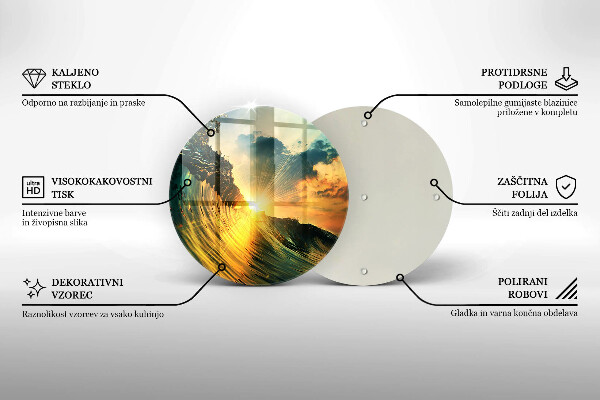 Tagliere in vetro Onda e tramonto