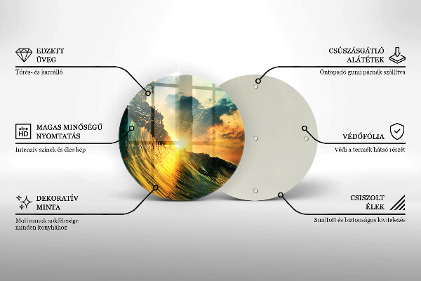 Tagliere in vetro Onda e tramonto