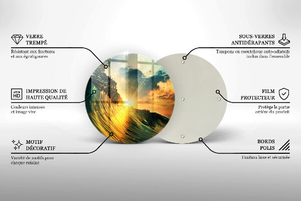 Tagliere in vetro Onda e tramonto