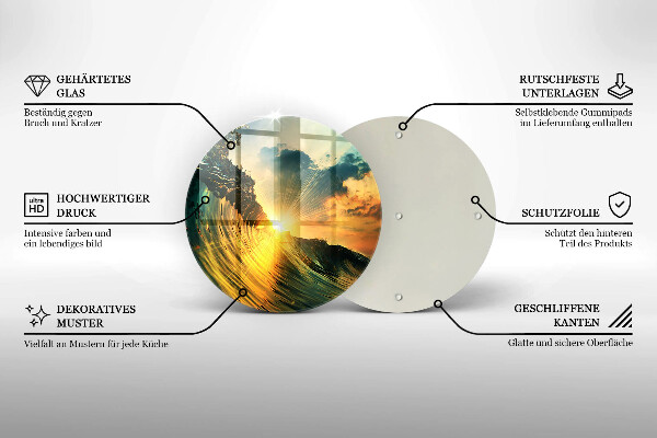 Tagliere in vetro Onda e tramonto