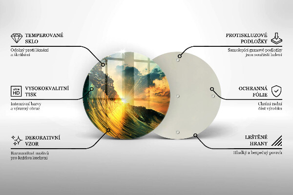 Tagliere in vetro Onda e tramonto