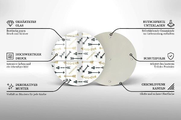 Tagliere in vetro Modello di frecce Boho