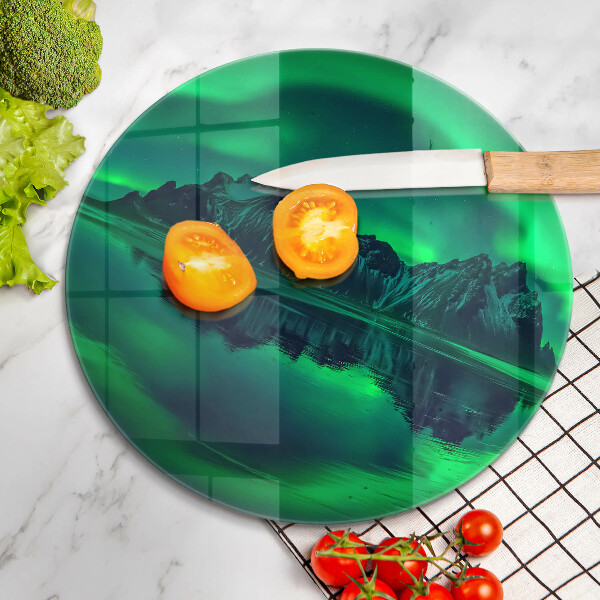 Tagliere in vetro Paesaggio dell'aurora boreale