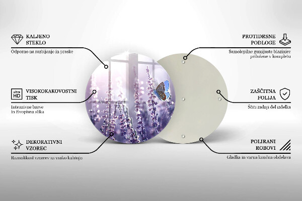 Tagliere in vetro Fiori di campo e farfalle