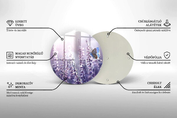 Tagliere in vetro Fiori di campo e farfalle