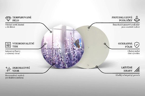 Tagliere in vetro Fiori di campo e farfalle