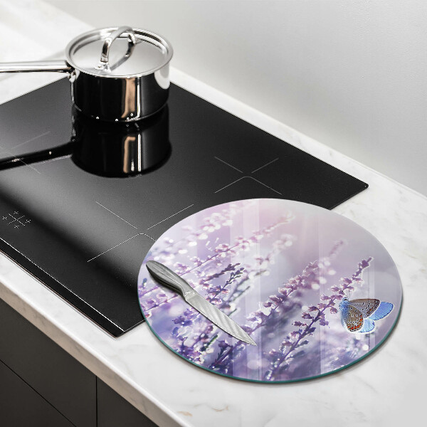 Tagliere in vetro Fiori di campo e farfalle