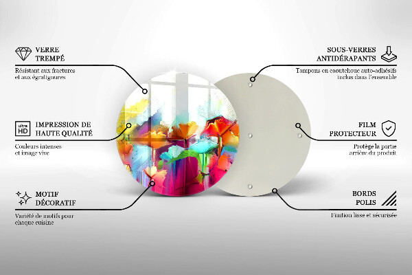 Tagliere in vetro Fiori dipinti