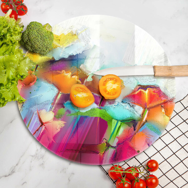 Tagliere in vetro Fiori dipinti