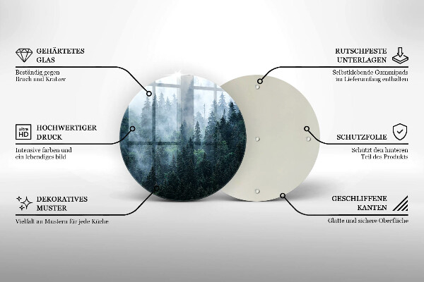 Tagliere in vetro Alberi forestali e nebbia