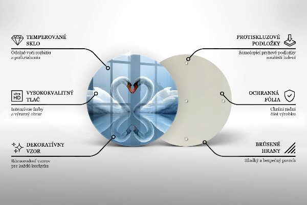 Tagliere in vetro Due cuori di cigno