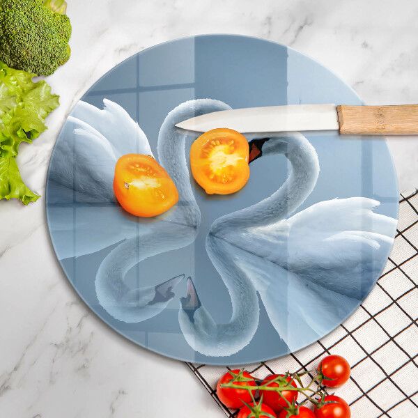 Tagliere in vetro Due cuori di cigno