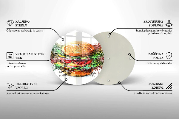 Tagliere in vetro Disegno dell'hamburger