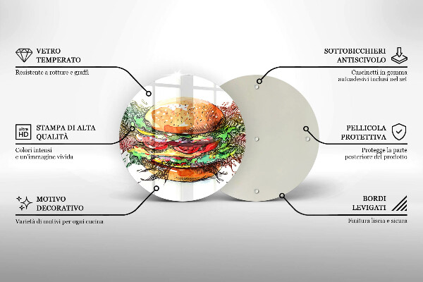 Tagliere in vetro Disegno dell'hamburger
