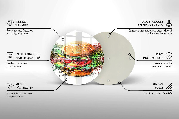 Tagliere in vetro Disegno dell'hamburger