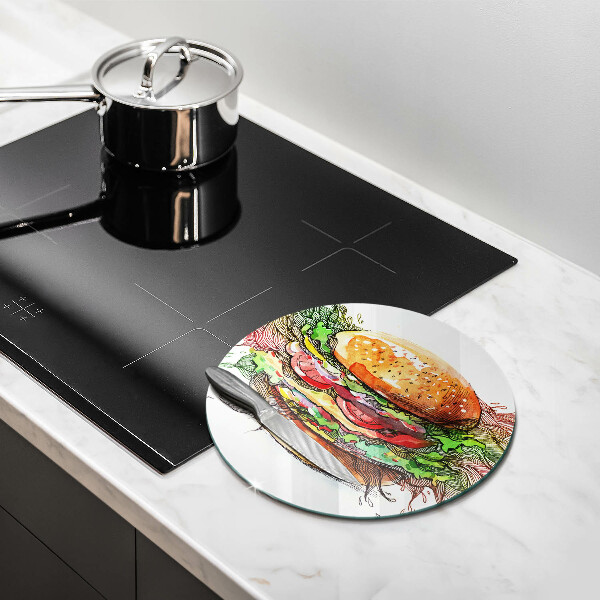 Tagliere in vetro Disegno dell'hamburger