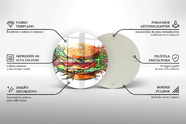 Tagliere in vetro Disegno dell'hamburger