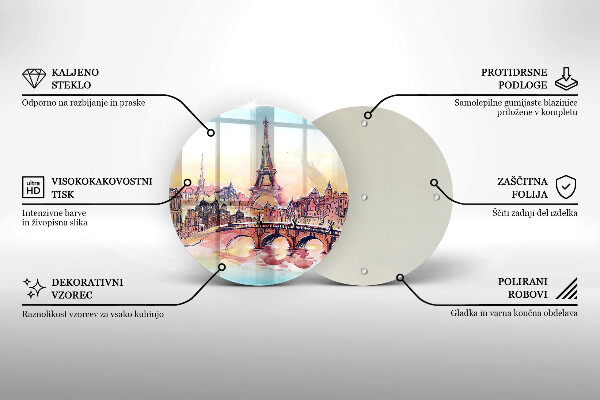 Tagliere in vetro Paesaggio della Torre Eiffel di Parigi