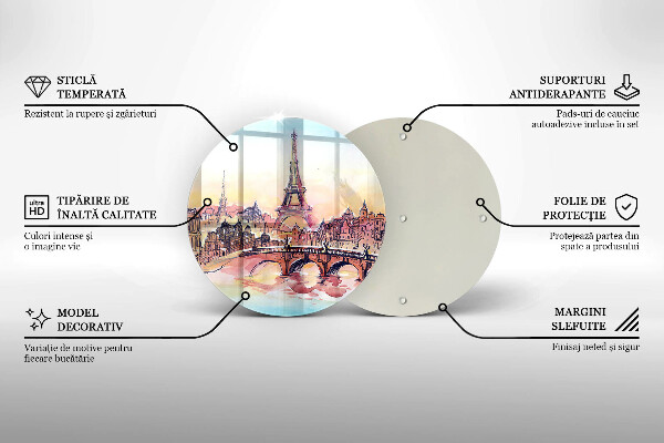 Tagliere in vetro Paesaggio della Torre Eiffel di Parigi