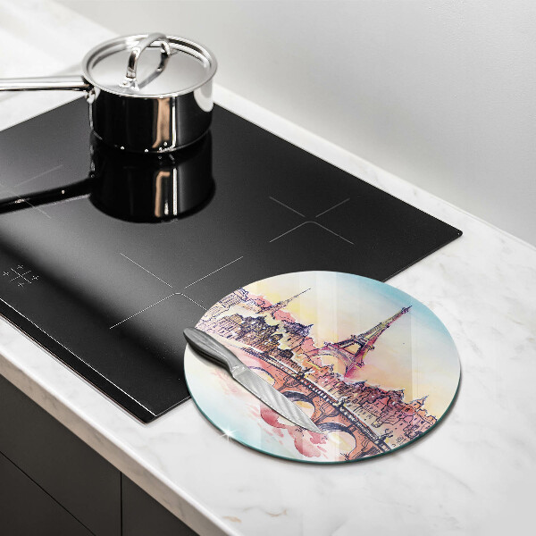 Tagliere in vetro Paesaggio della Torre Eiffel di Parigi