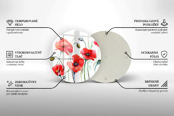 Tagliere in vetro Fiori di papaveri rossi